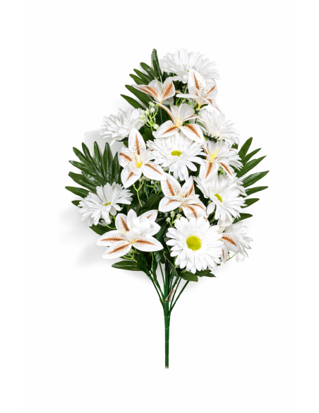 RAMO PALMA MARGARITAS/NARCISOS X18 58CM