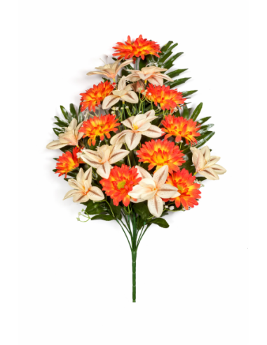 RAMO PALMA MARGARITAS/NARCISOS X18 58CM