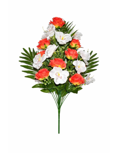 RAMO PALMA ROSA+ORQUIDEA X18 58CM