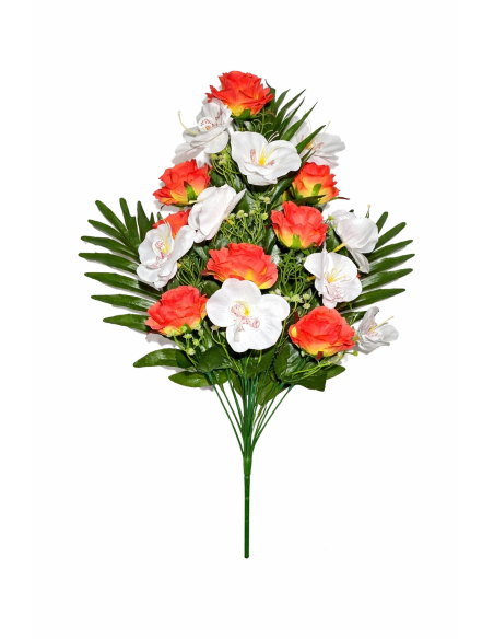 RAMO PALMA ROSA+ORQUIDEA X18 58CM