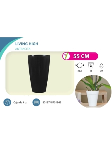 MACETA LIVING HIGH 55CM GRIS ANTRACITA