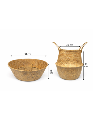 CESTA DE MIMBRE PLEGABLE 38*18CM.30*35CM