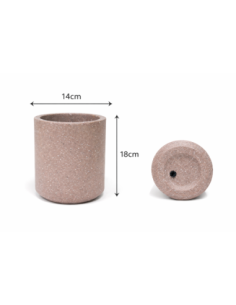 MACETERO DECORATIVO GRIS/BEIGE 14*18CM