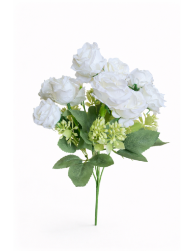 RAMO DE ROSAS BLANCAS X10 33CM