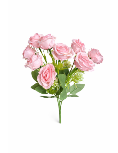 RAMO DE ROSAS ROSA CLARO X10 33CM