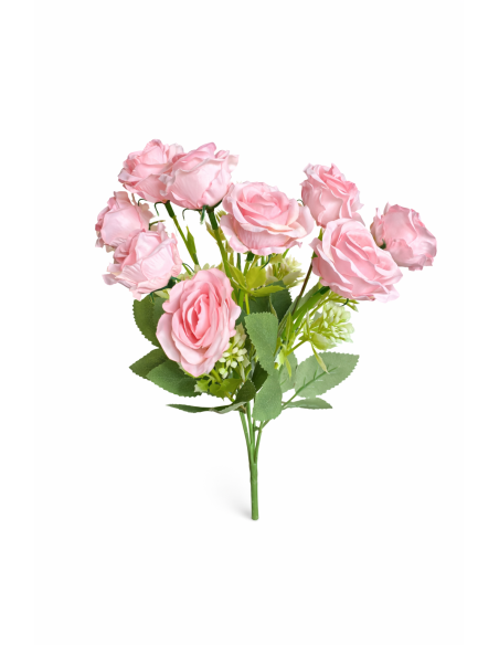 RAMO DE ROSAS ROSA CLARO X10 33CM
