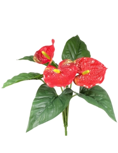 RAMAS DE HOJAS Y VERDES ANTHURIUM*3 39CM