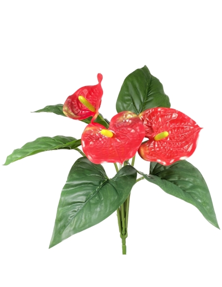 RAMAS DE HOJAS Y VERDES ANTHURIUM*3 39CM