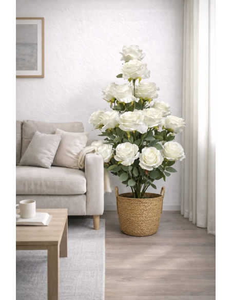 Rosa artificial blanca  90CM