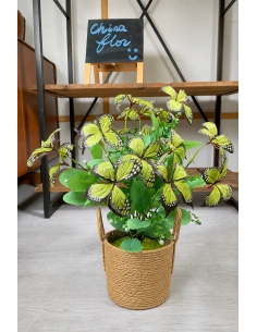 Maceta artificial con mariposas verde  45CM