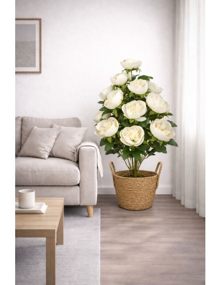 Peonía artificial blanca  90CM