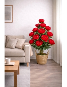 Peonía artificial roja  90CM