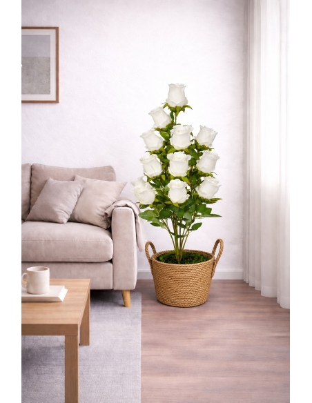 Rosa artificial blanca  90CM