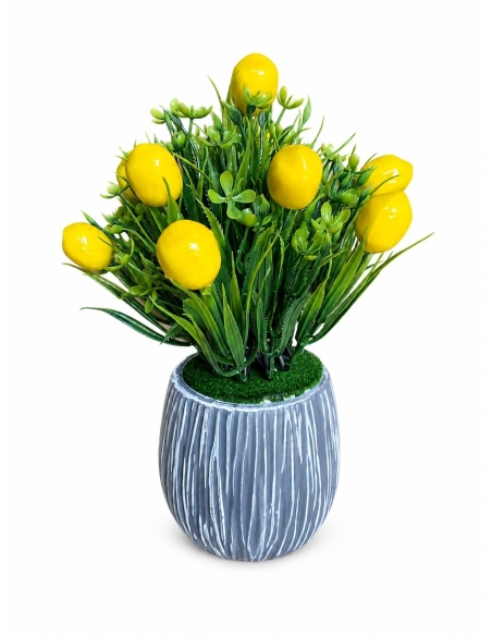 BASE GRIS+FLOR 12CM ALT.25CM