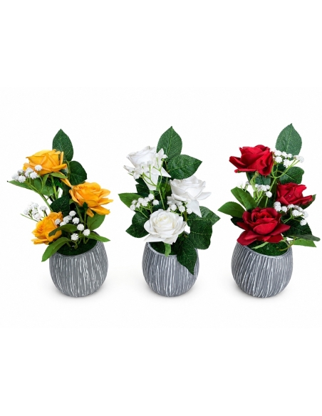 BASE GRIS+FLOR 12CM ALT.25CM