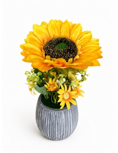 BASE GRIS+FLOR 12CM ALT.30CM