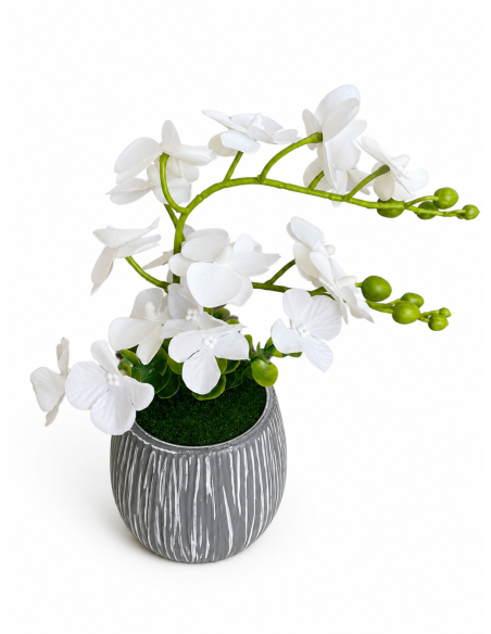 BASE GRIS+FLOR 12CM ALT.25CM