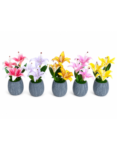 BASE GRIS+FLOR 12CM ALT.30CM
