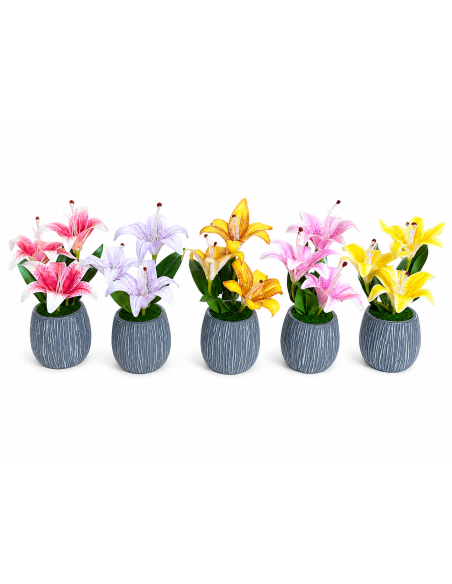 BASE GRIS+FLOR 12CM ALT.30CM
