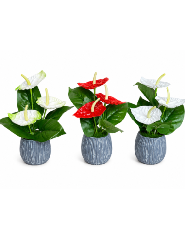 BASE GRIS+FLOR 12CM ALT.30CM