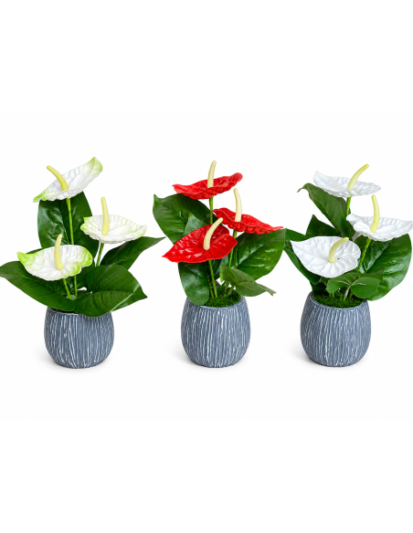 BASE GRIS+FLOR 12CM ALT.30CM