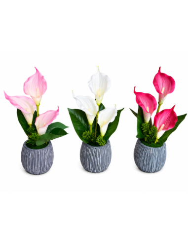 BASE GRIS+FLOR 12CM ALT.30CM