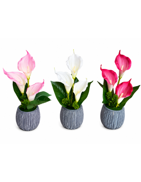 BASE GRIS+FLOR 12CM ALT.30CM