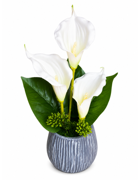 BASE GRIS+FLOR 12CM ALT.30CM