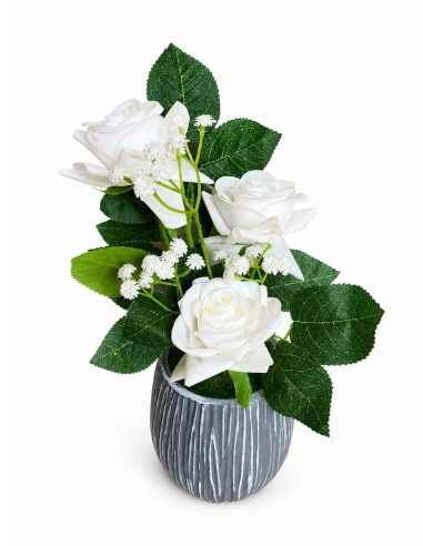 BASE GRIS+FLOR 12CM ALT.25CM