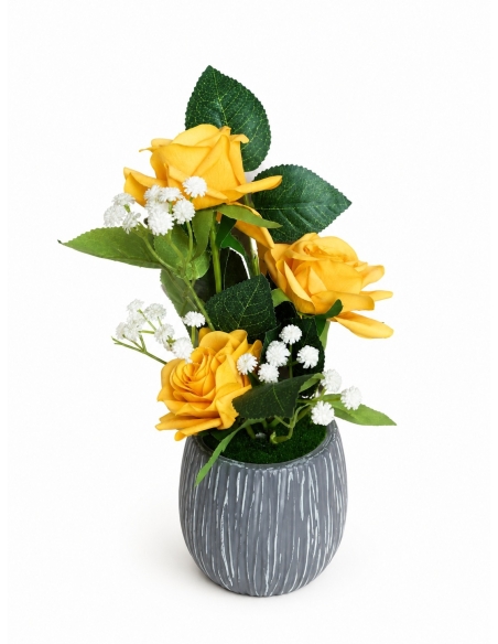 BASE GRIS+FLOR 12CM ALT.25CM
