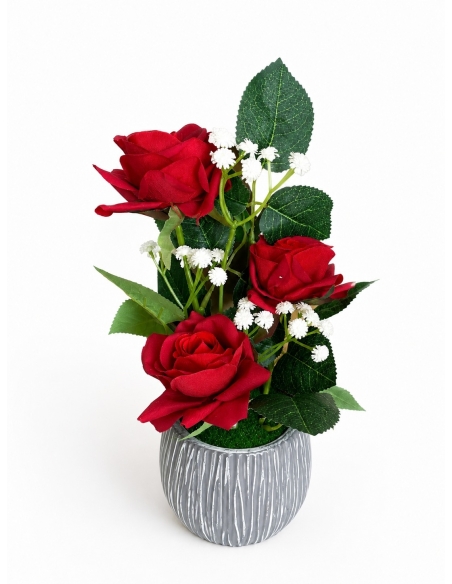 BASE GRIS+FLOR 12CM ALT.25CM