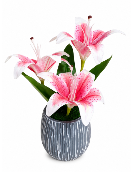 BASE GRIS+FLOR 12CM ALT.30CM