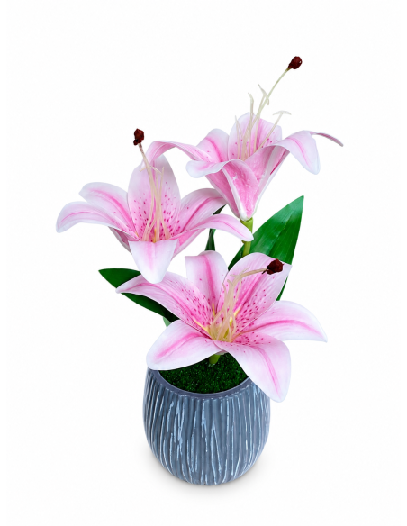 BASE GRIS+FLOR 12CM ALT.30CM