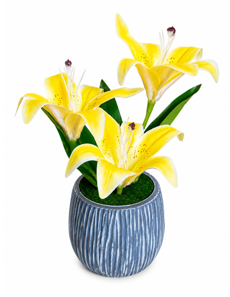 BASE GRIS+FLOR 12CM ALT.30CM