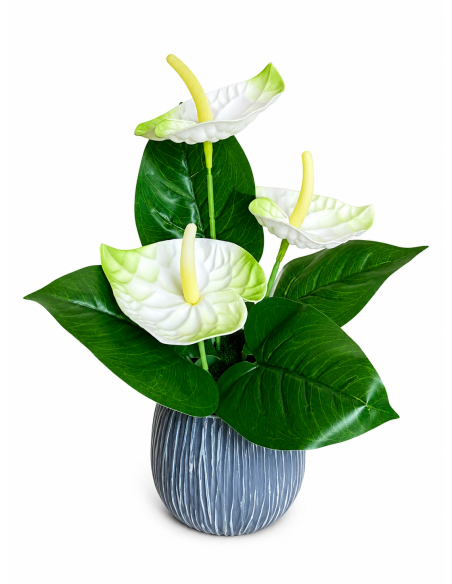 BASE GRIS+FLOR 12CM ALT.30CM