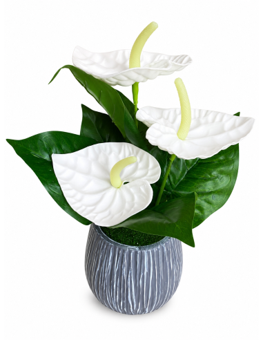 BASE GRIS+FLOR 12CM ALT.30CM
