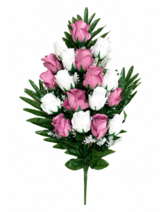 PALMA DE ROSA CAPULLOS BLANCO+LILA X18 60CM