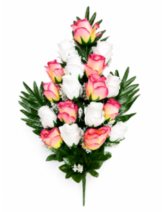 PALMA DE ROSA CAPULLOS BLANCO+ROSA X18 60CM