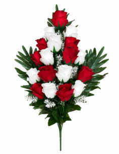 PALMA DE ROSA CAPULLOS BLANCO+ROJO X18 60CM