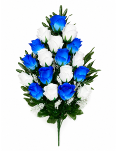 PALMA DE ROSA CAPULLOS BLANCO+AZUL X18 60CM