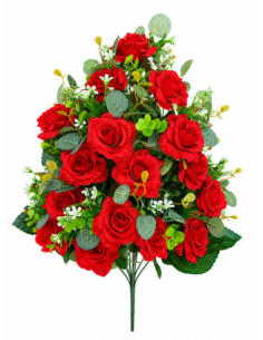 PALMA DE ROSA+EUCALIPTO ROJO X16 62CM