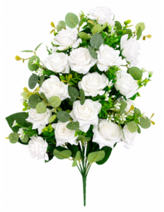 PALMA DE ROSA+EUCALIPTO BLANCO X16 62CM