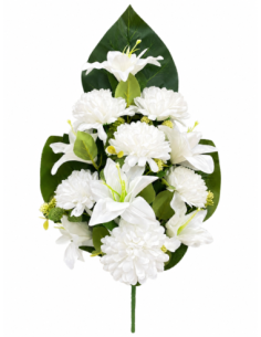 PALMA DE LILIO+CLAVEL BLANCO X12 55CM