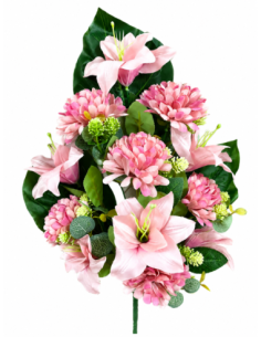 PALMA DE LILIO+CLAVEL ROSA X12 55CM