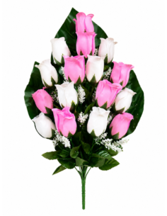 PALMA DE ROSA CAPULLOS BLANCO+ROSA X16 60CM