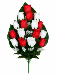 PALMA DE ROSA CAPULLOS BLANCO+ROJO X16 60CM