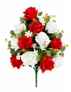 PALMA DE ROSA ROJA+BLANCA X12 55CM