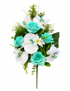 PALMA DE ROSA+ORQUIDEA VERDE X12 55CM