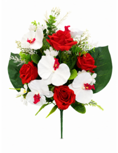 PALMA DE ROSA+ORQUIDEA ROJA X12 55CM