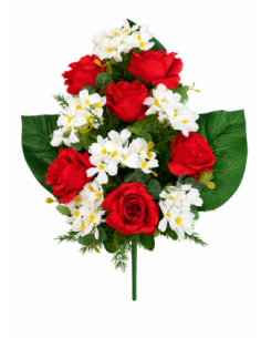 PALMA ROSA+HORTENSIA ROJA X12 55CM
